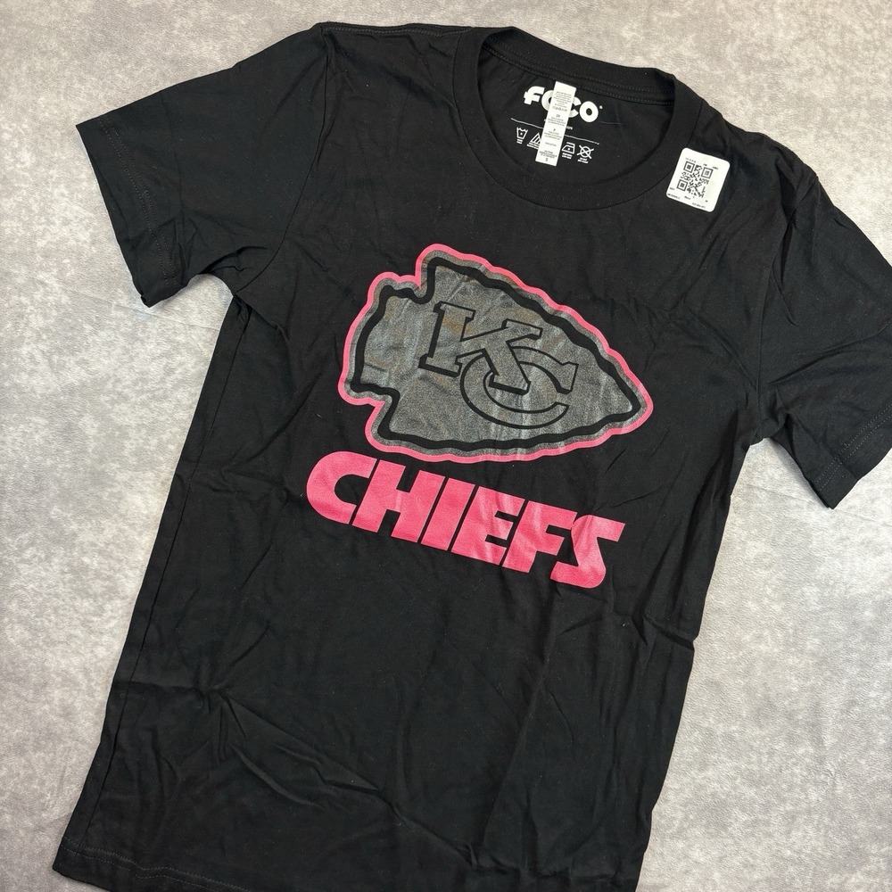 Kansasy City Chiefs Shirt Unisex S Black Pink Short Sleeve NFL Foco NWOT
